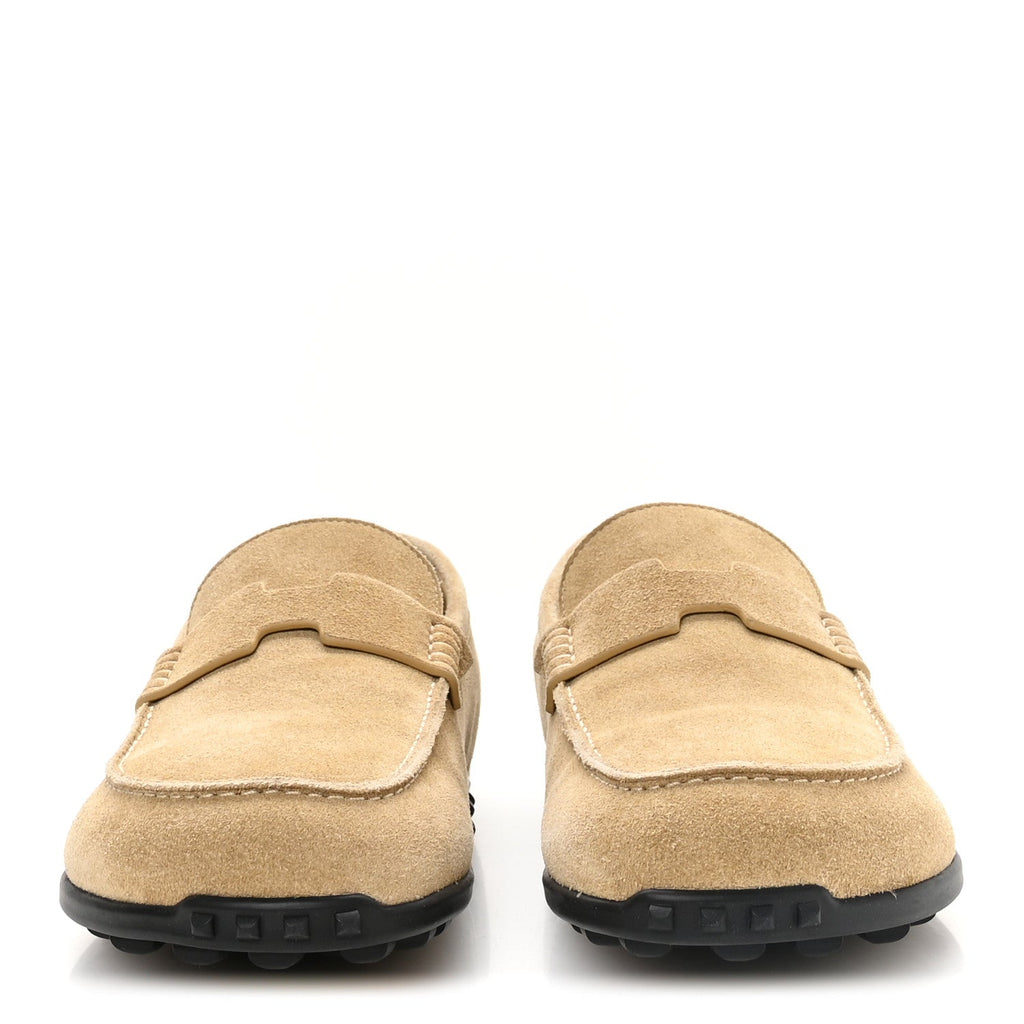 Suede Calfskin Mens Lazy Loafers 40 Beige Sable wholesalehk.shop