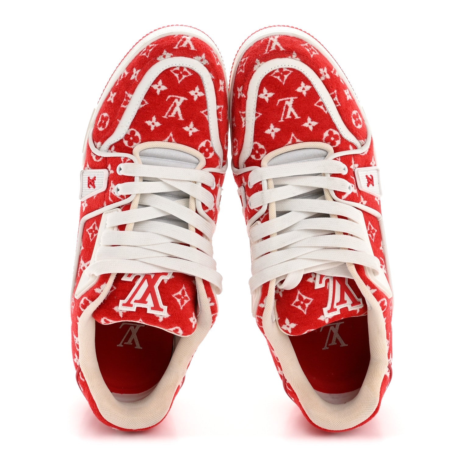 Jacquard Velvet Monogram Mens LV Trainer Sneakers 8 Red £¨ Direct shipment via from wholesalehk.shop