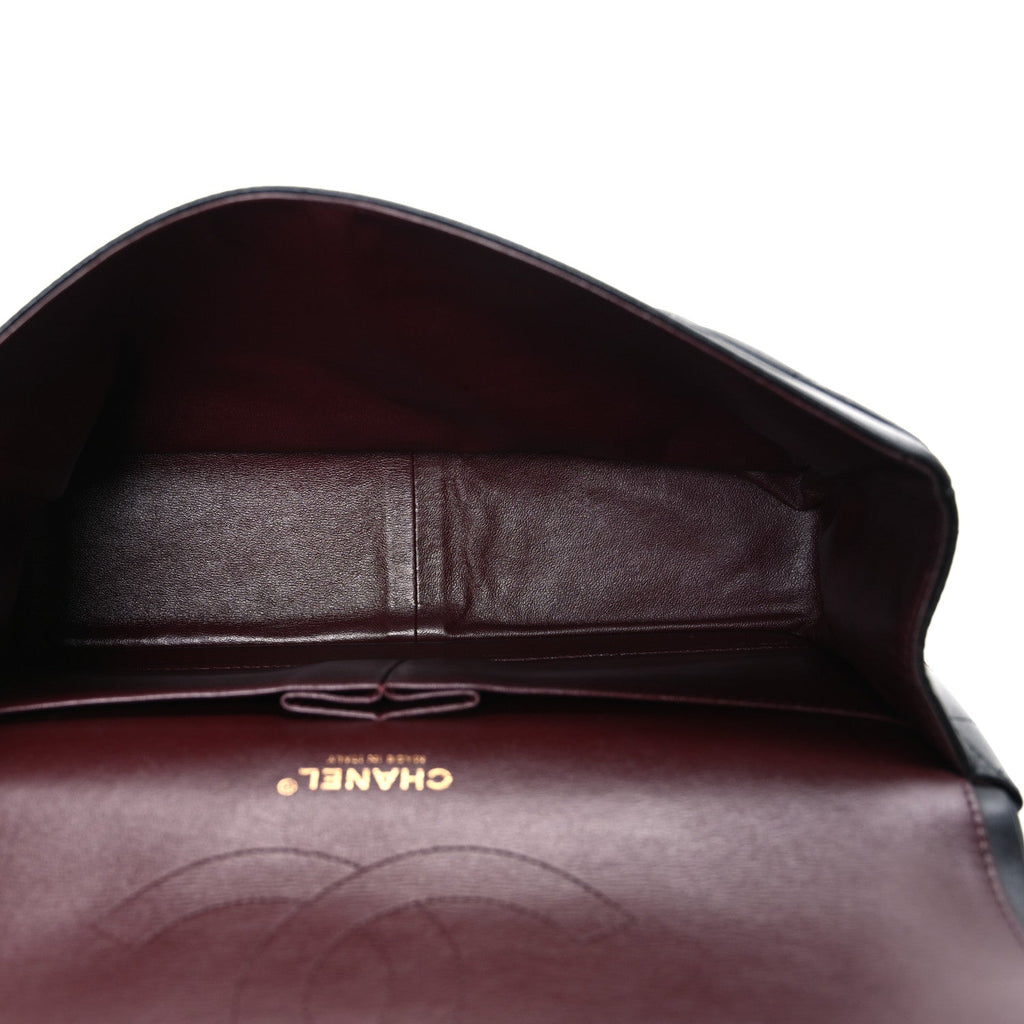 Lambskin Quilted Jumbo Double Flap Black wholesalehk.shop
