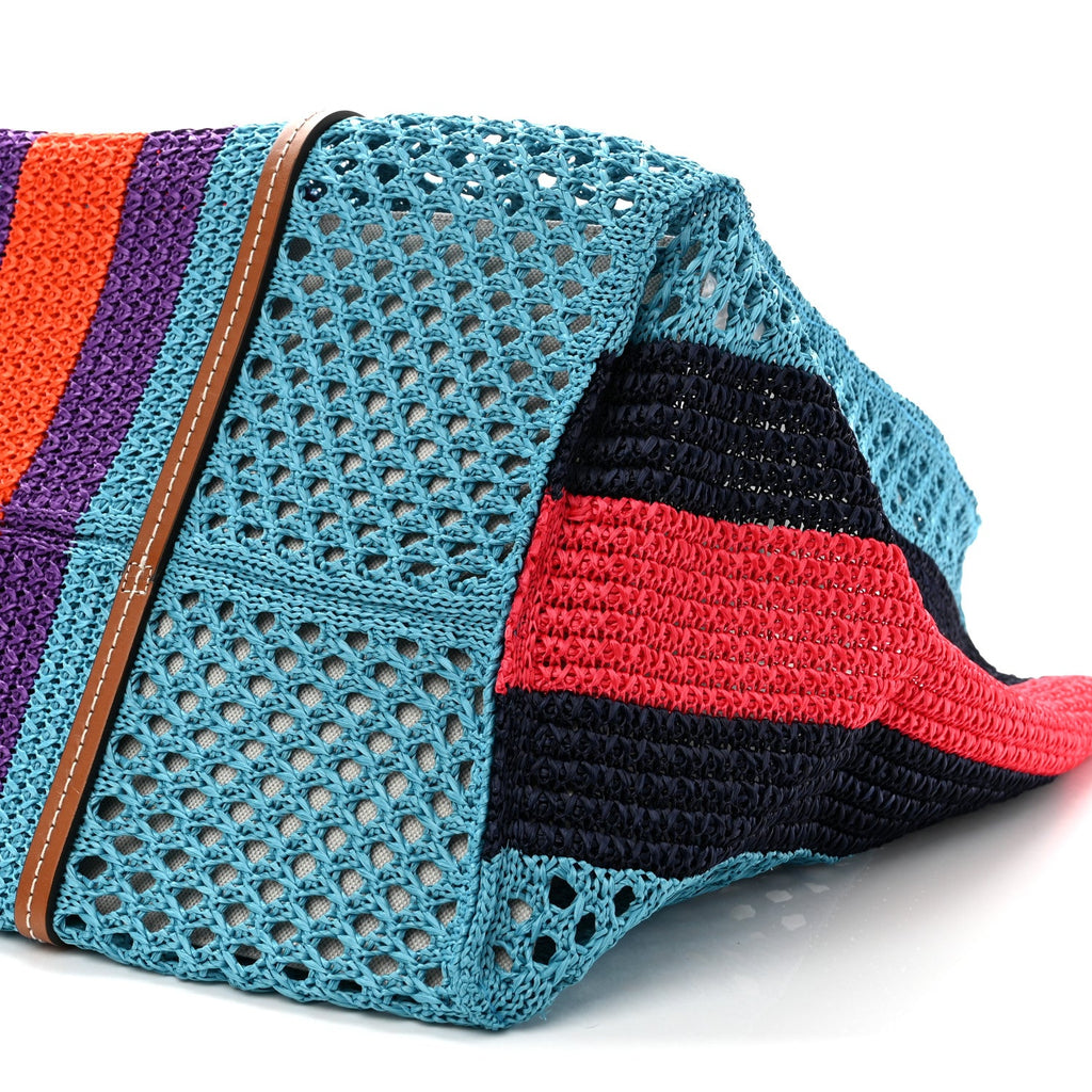 Raffia Web Woven Interlocking G Tote Blue Multicolor wholesalehk.shop