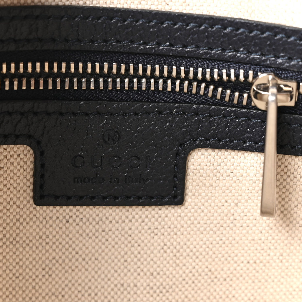GG Supreme Monogram Textured Dollar Calfskin Web Ophidia Wristlet Shoulder Bag Black Blue wholesalehk.shop