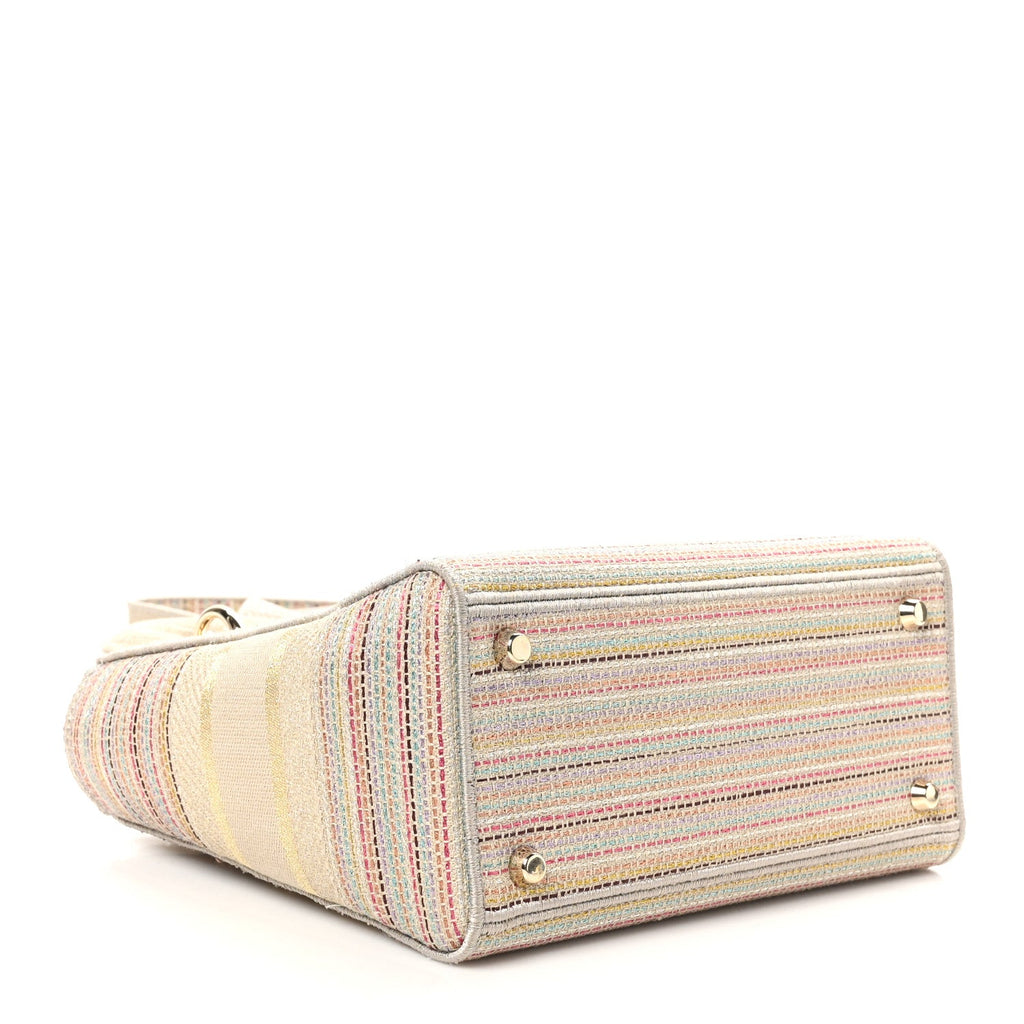 Canvas Embroidered Medium Lady D-Lite Beige Multicolor wholesalehk.shop