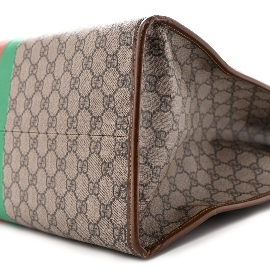 GG Supreme Monogram Fake/Not Large Retro Interlocking G Tote Bag Beige Brown Sugar wholesalehk.shop