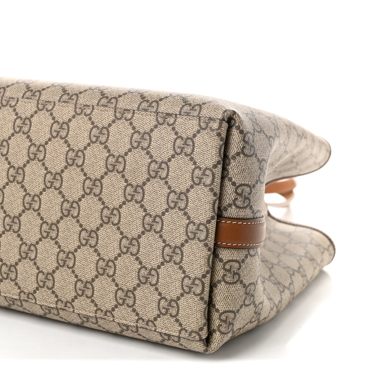 GG Supreme Monogram Emblem Large Tote Bag Beige Dark Brown wholesalehk.shop