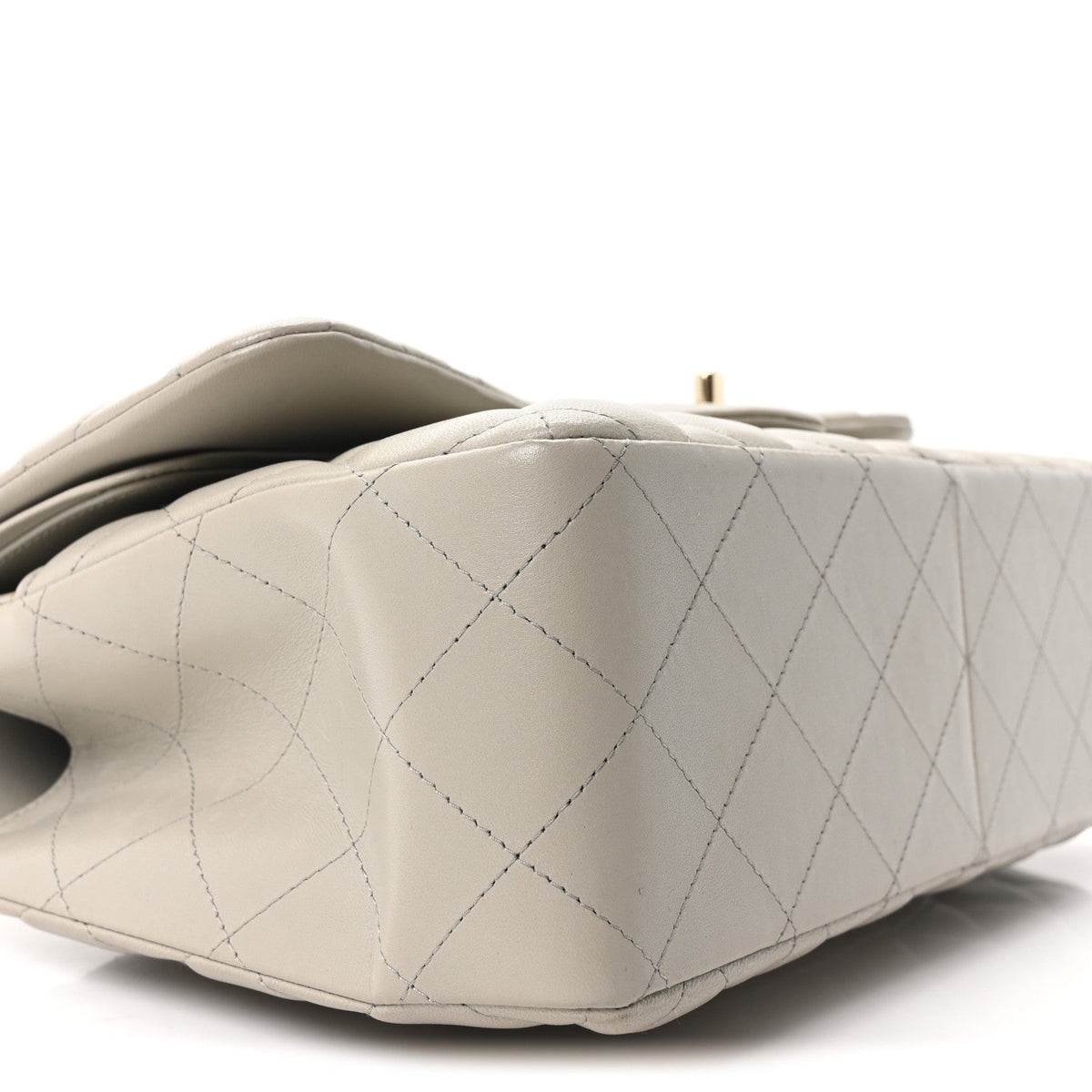 Lambskin Quilted Jumbo Double Flap Grey wholesalehk.shop