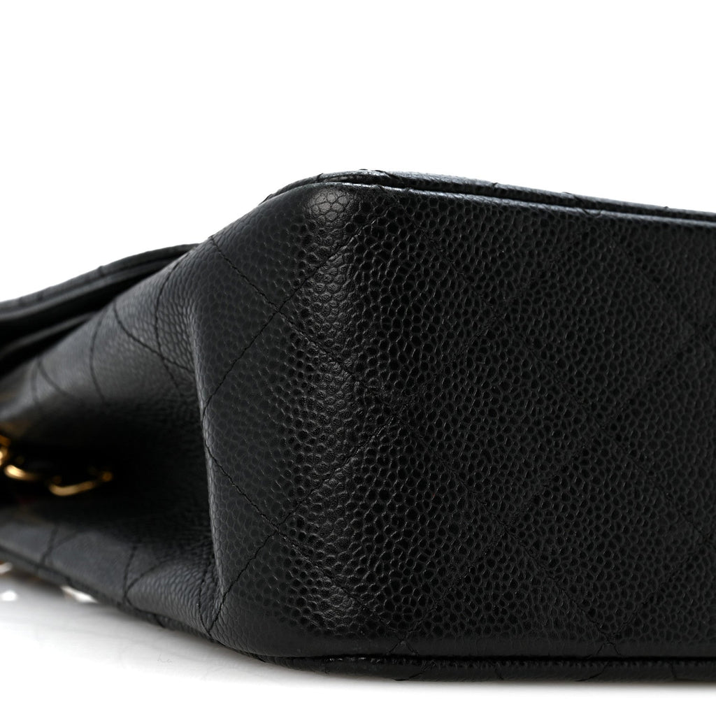 Caviar Quilted Jumbo Double Flap Black wholesalehk.shop