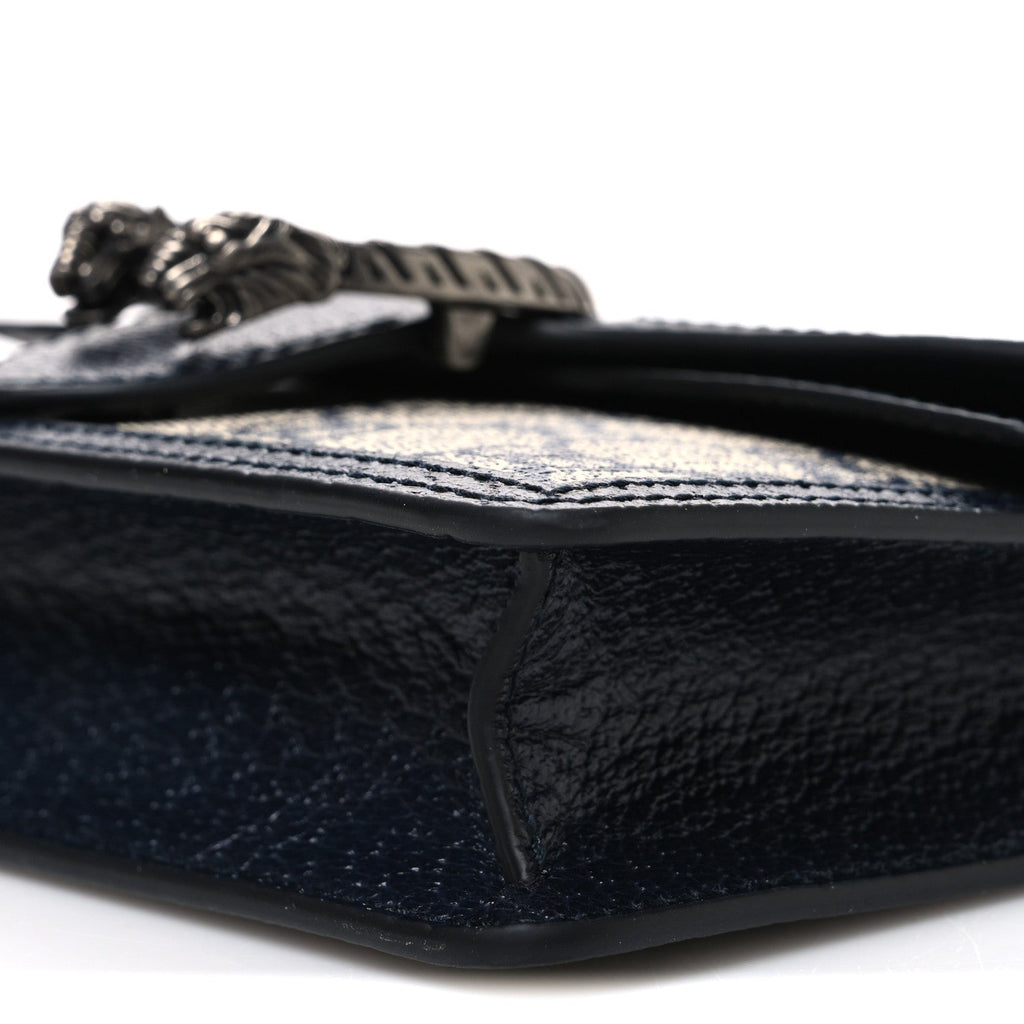 GG Supreme Monogram Textured Dollar Calfskin Super Mini Dionysus Shoulder Bag Beige Blue wholesalehk.shop