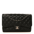Caviar Quilted Jumbo Double Flap Black wholesalehk.shop