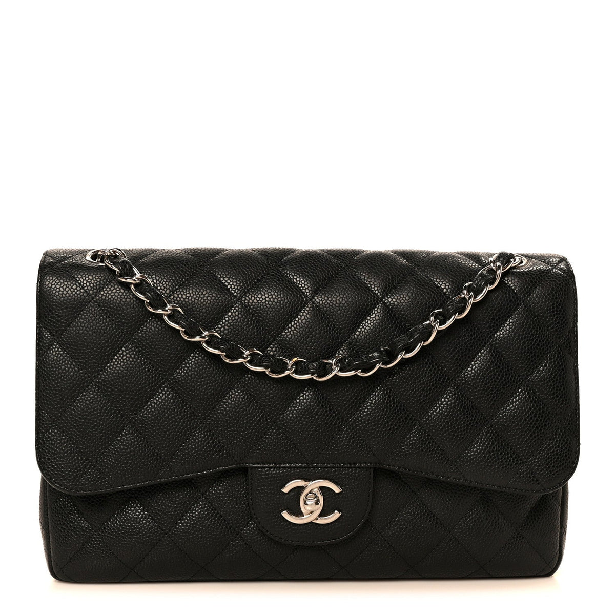 Caviar Quilted Jumbo Double Flap Black wholesalehk.shop
