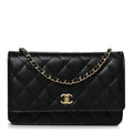 Caviar Quilted CC Turnlock Wallet On Chain WOC Black wholesalehk.shop