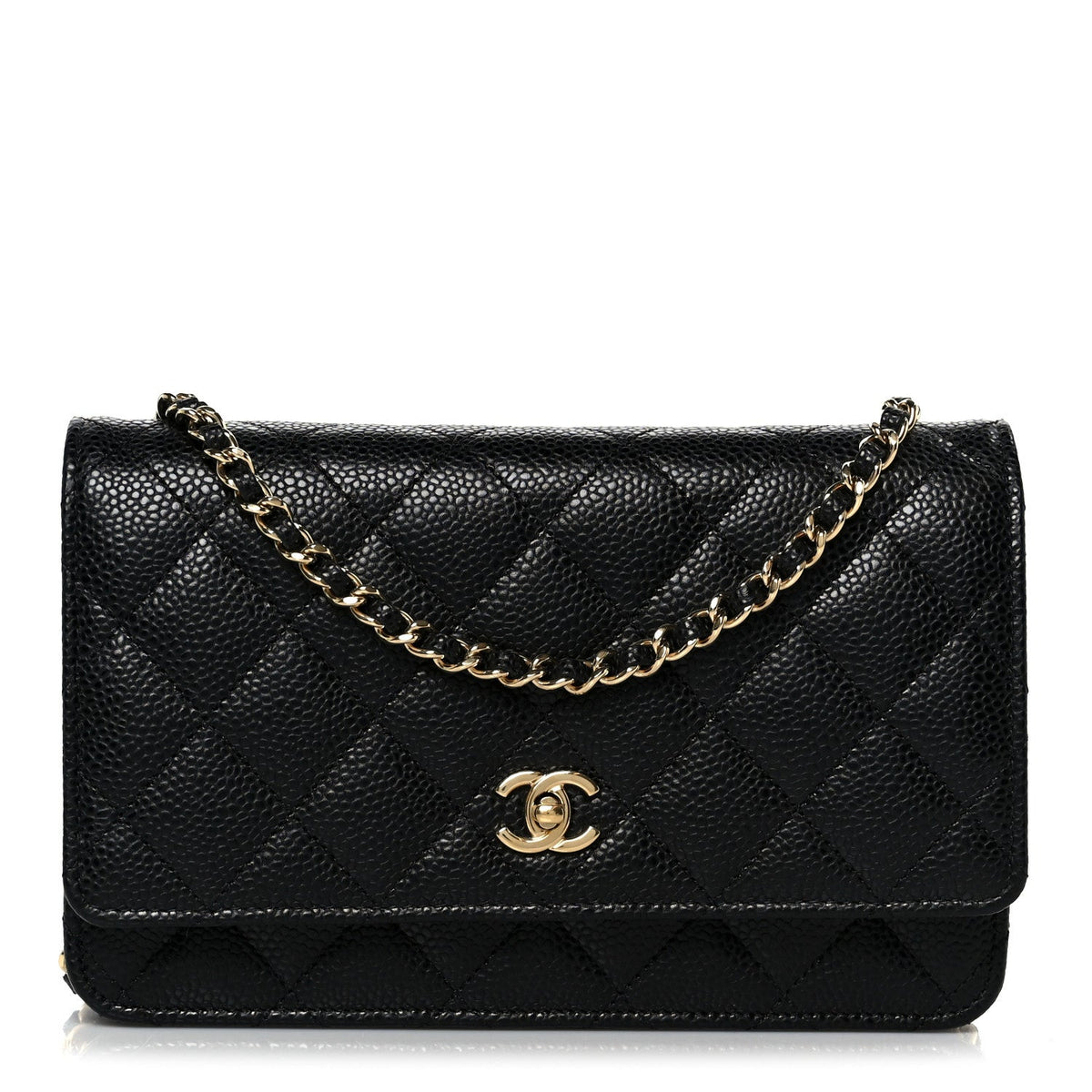 Caviar Quilted CC Turnlock Wallet On Chain WOC Black wholesalehk.shop