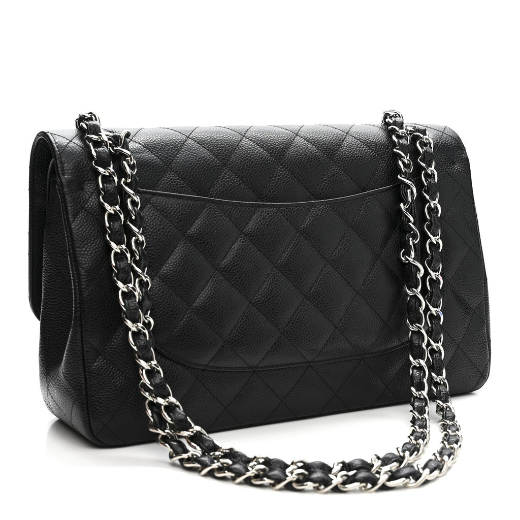 Caviar Quilted Jumbo Double Flap Black wholesalehk.shop