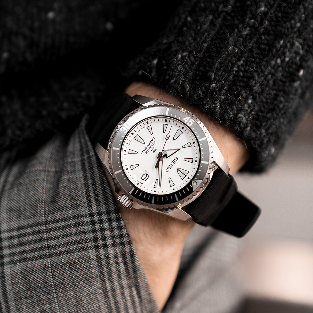 Seiko Shogun Prospex Titanium Divers Automatic White Dial Black Rubber Strap Watch For Men - SPB191J1 wholesalehk.shop