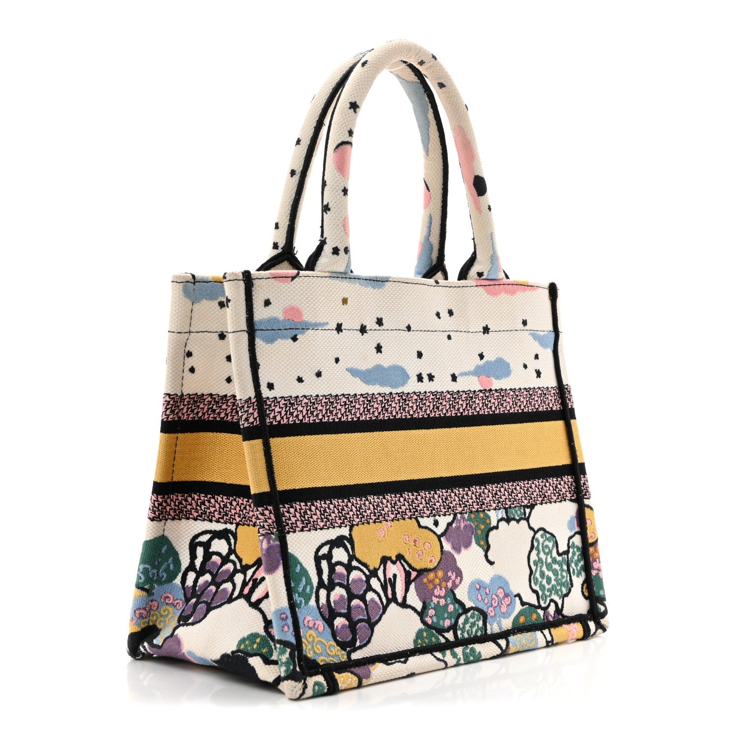 Canvas Embroidered Ciel De Reve Small Book Tote Latte Multicolor £¨ Direct shipment via from wholesalehk.shop