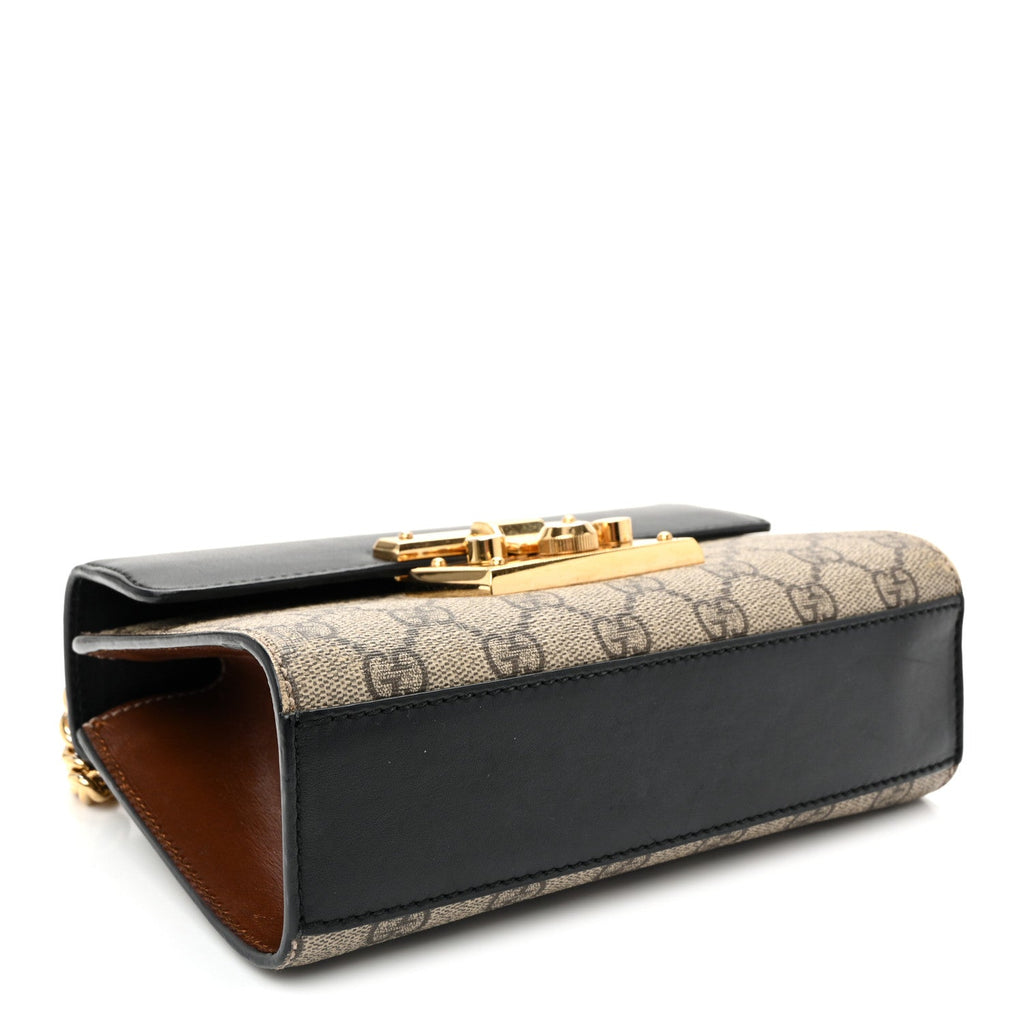 GG Supreme Monogram Calfskin Small Padlock Shoulder Bag Beige Black Cuir £¨ Direct shipment via from wholesalehk.shop