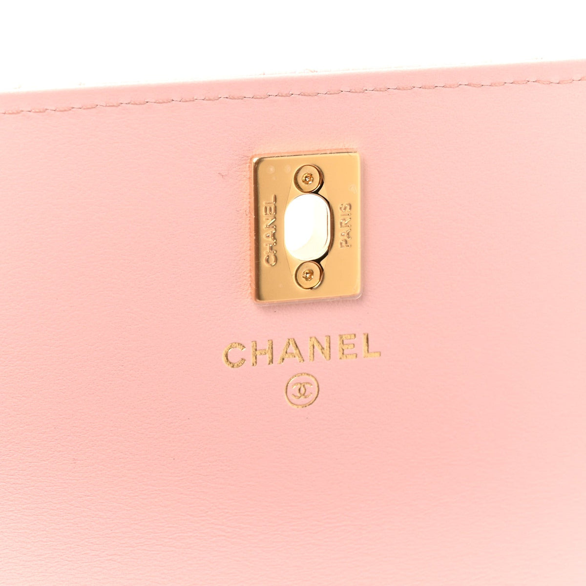 Shiny Caviar Quilted Flap Charm Wallet On Chain WOC Light Pink wholesalehk.shop