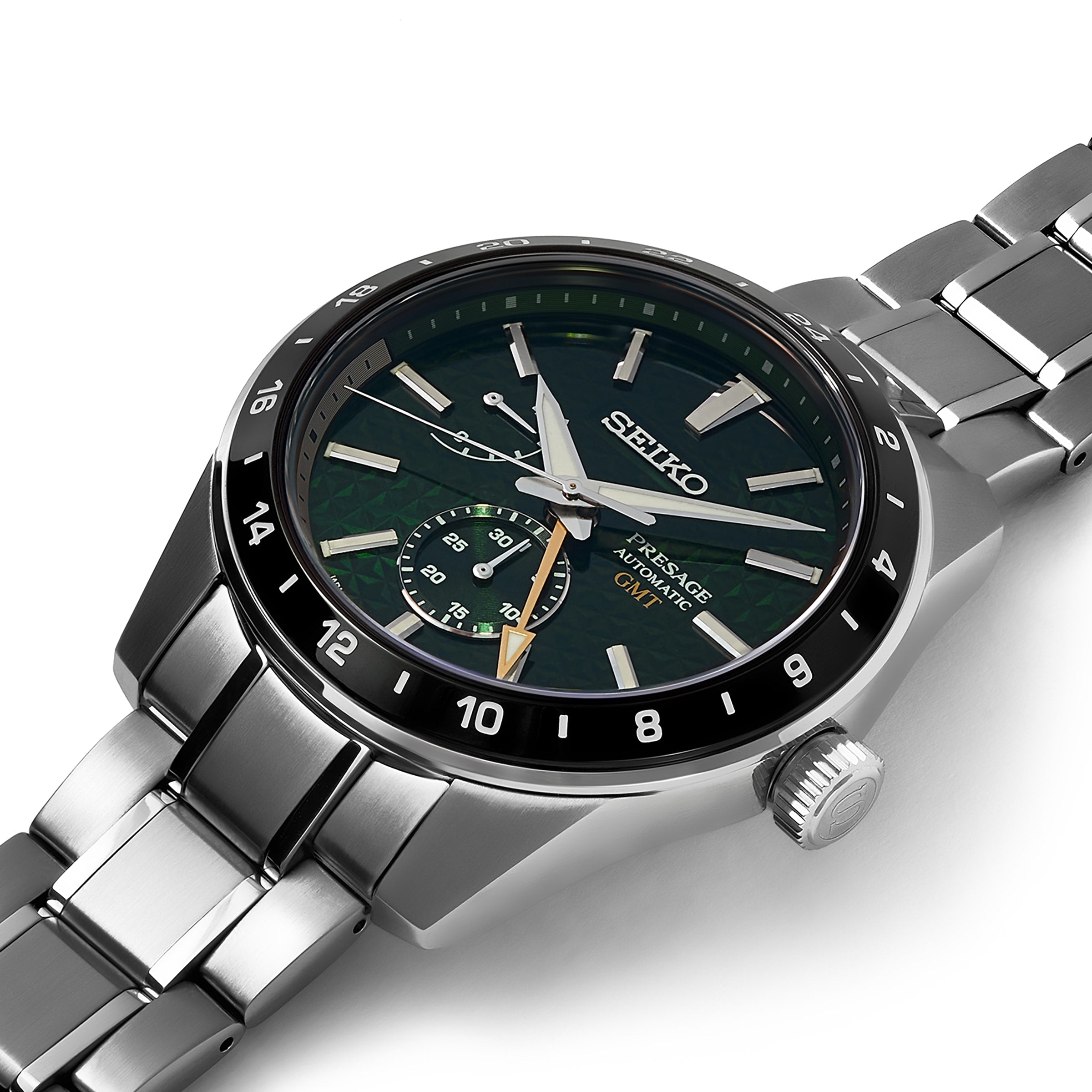 Seiko Presage Sharp Edged Series GMT Green Dial Silver Steel Strap Watch For Men - SPB219J1 wholesalehk.shop