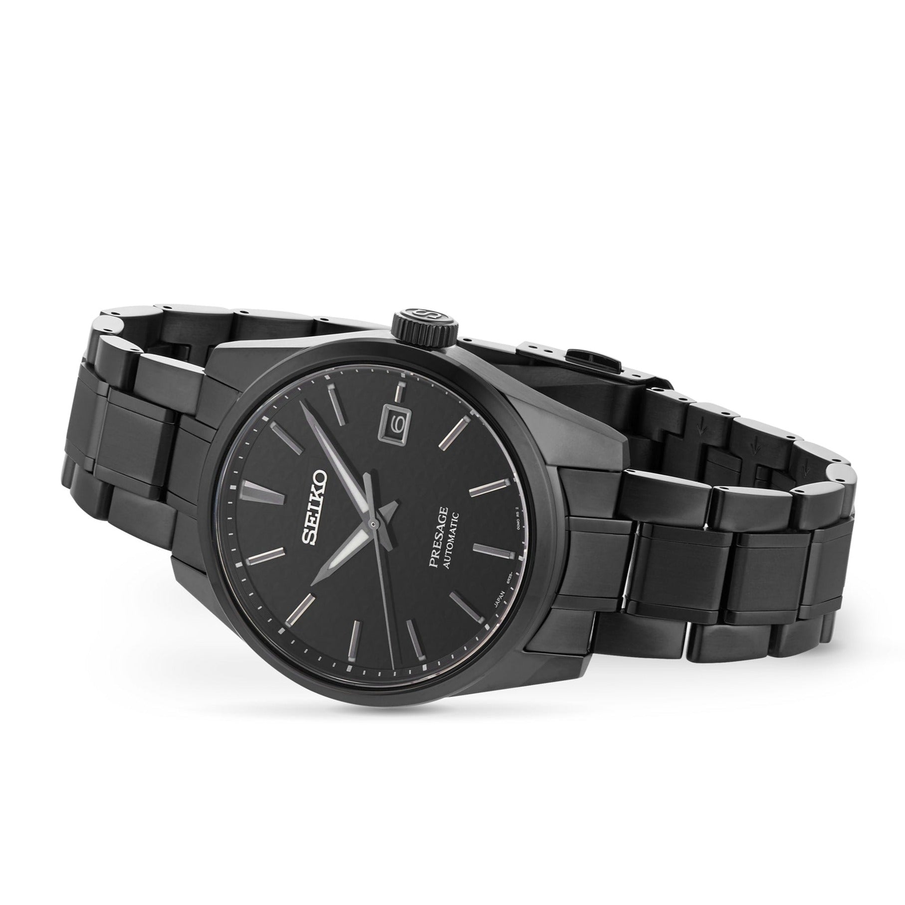 Seiko Presage Sharp Edged Series Black Dial Black Steel Strap Watch For Men - SPB229J1 wholesalehk.shop