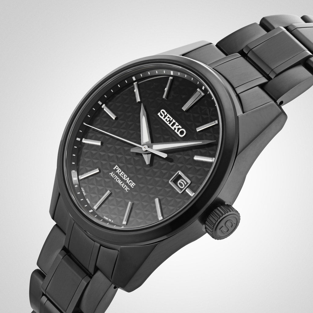 Seiko Presage Sharp Edged Series Black Dial Black Steel Strap Watch For Men - SPB229J1 wholesalehk.shop