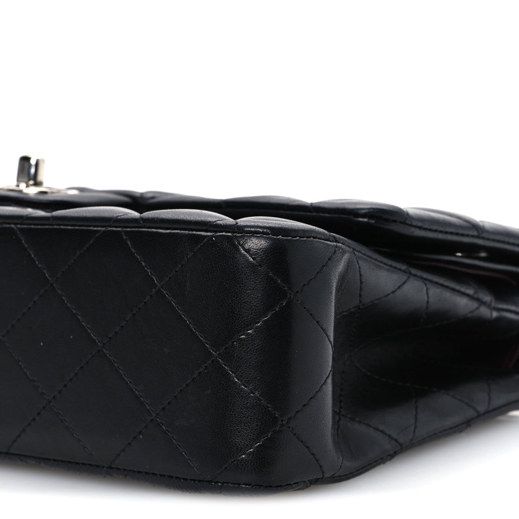 Lambskin Quilted Medium Double Flap Black Black wholesalehk.shop