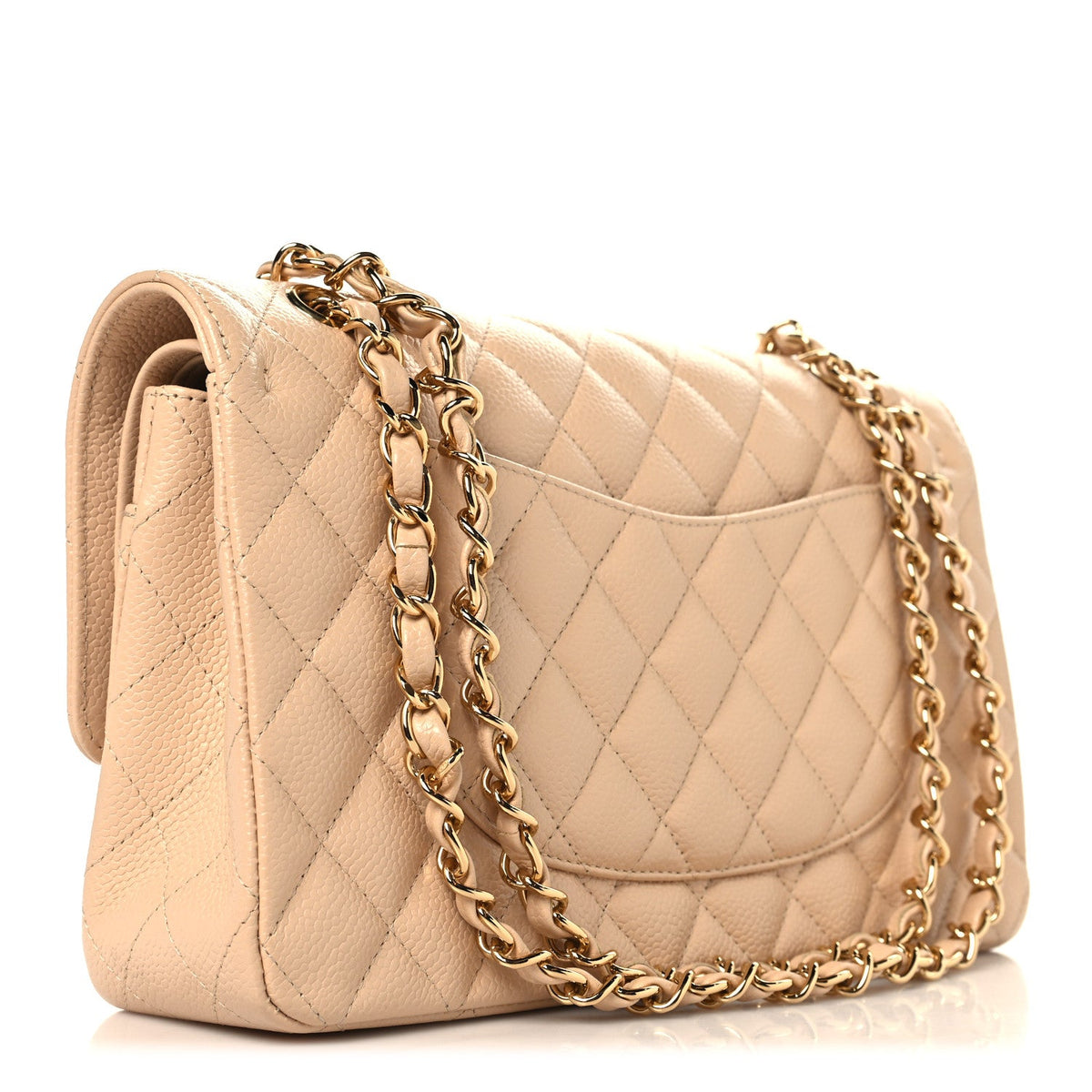 Caviar Quilted Medium Double Flap Beige wholesalehk.shop