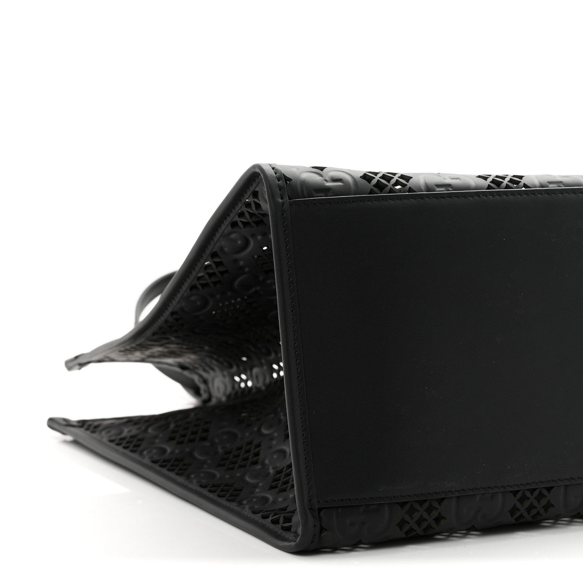 Calfskin GG Monogram Diamond Cut Medium Ophidia Tote Bag Black wholesalehk.shop