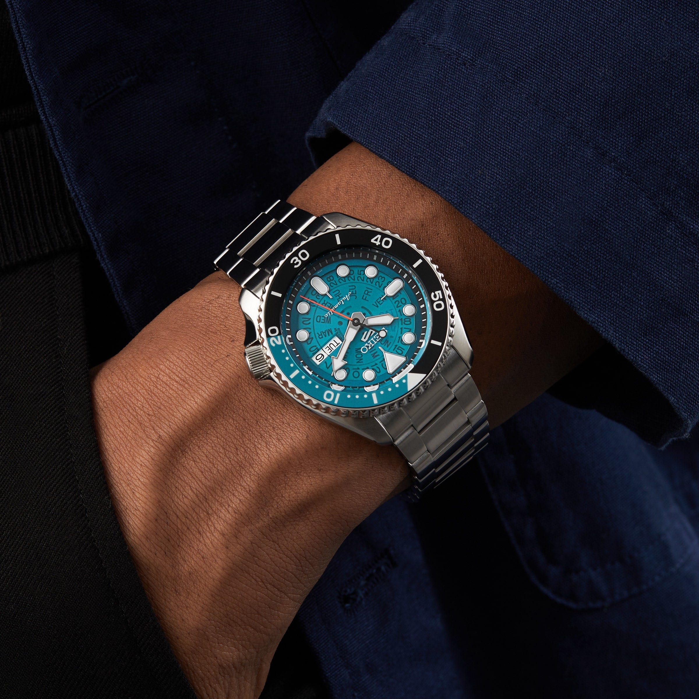 Seiko 5 Sports SKX Skeleton Green Dial Silver Steel Strap Watch For Men - SRPJ45K1 wholesalehk.shop