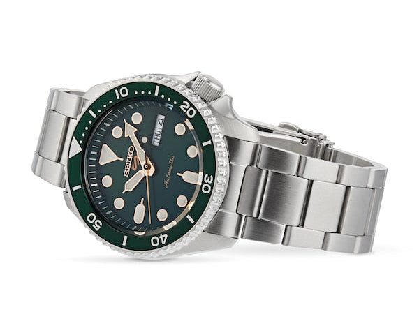 Seiko 5 Sports Automatic Analog Green Dial Silver Steel Strap Watch For Men - SRPD63K1 wholesalehk.shop