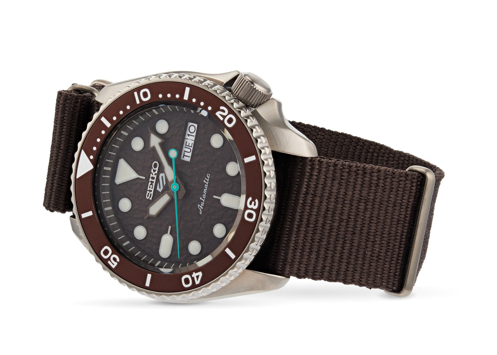 Seiko 5 Sport Automatic Brown Dial Brown Nylon Strap Watch For Men - SRPD85K1 wholesalehk.shop