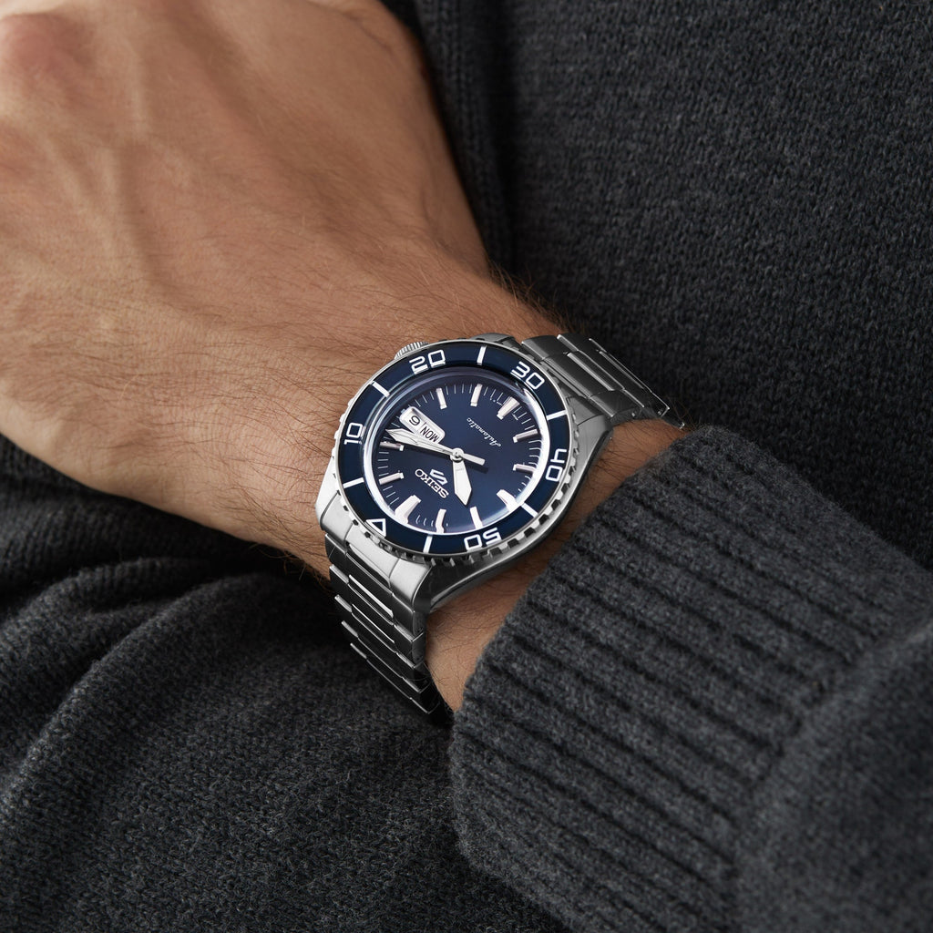 Seiko 5 Sports Automatic Blue Dial Silver Steel Strap Watch for Men - SRPK97K1 wholesalehk.shop