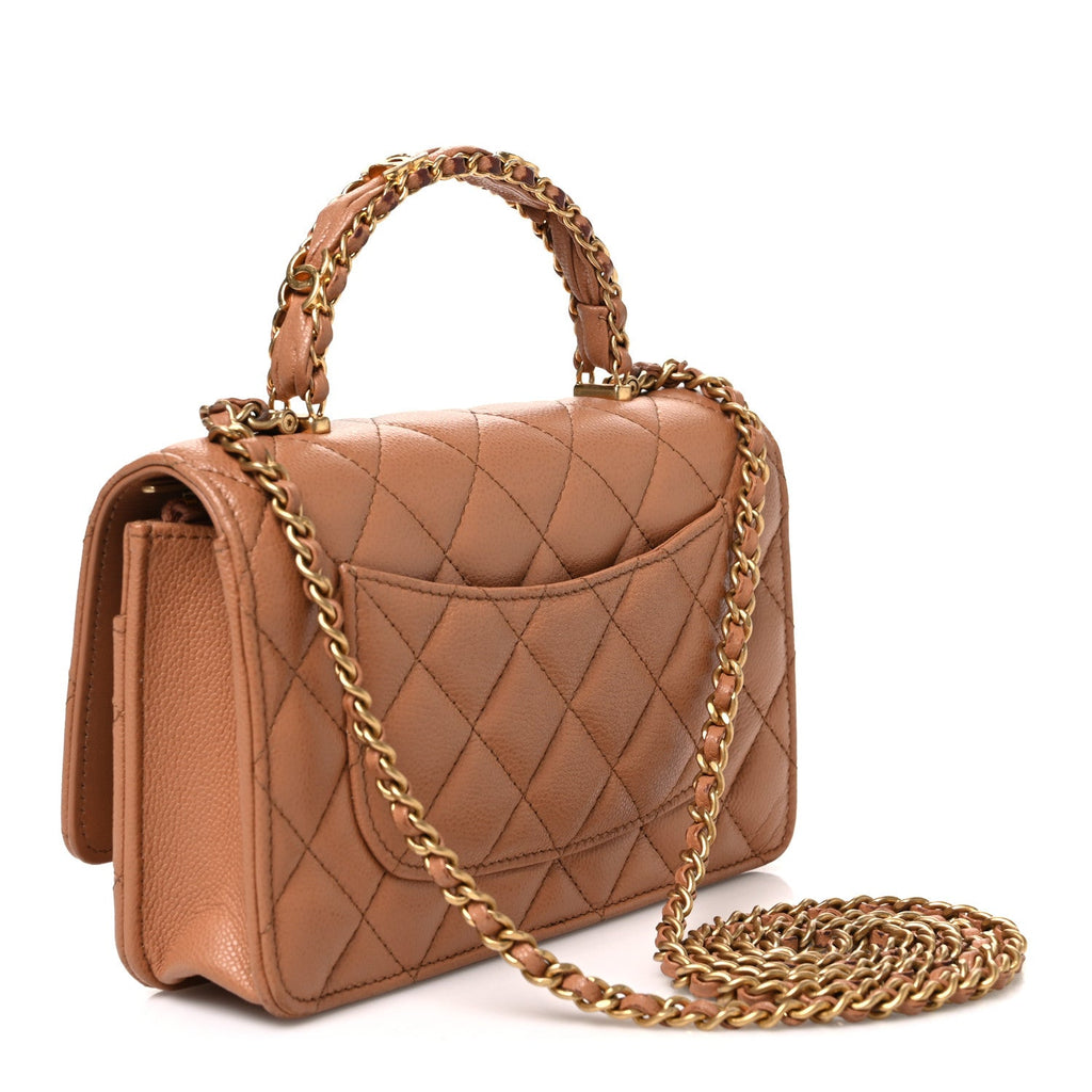 Shiny Caviar Quilted Pick Me Up Wallet On Chain WOC Beige wholesalehk.shop