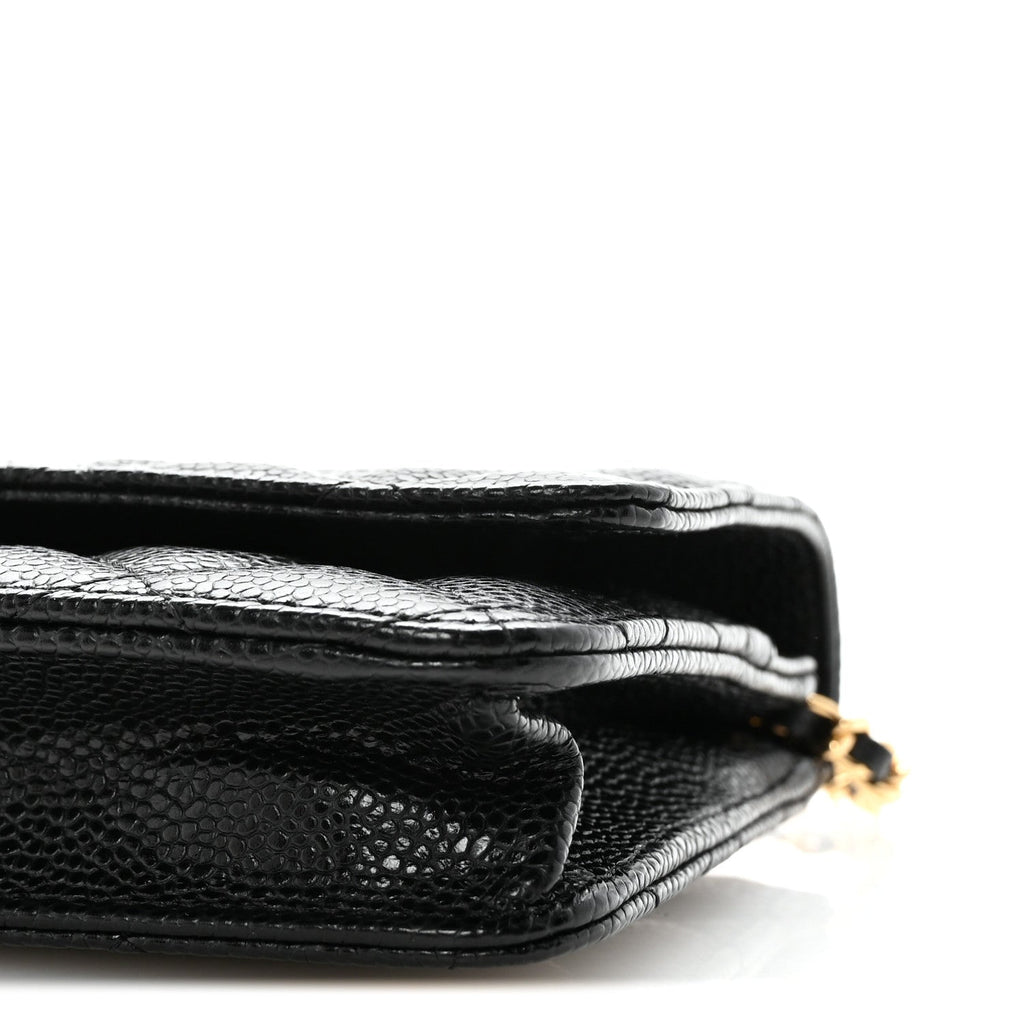 Caviar Quilted Wallet on Chain WOC Black wholesalehk.shop