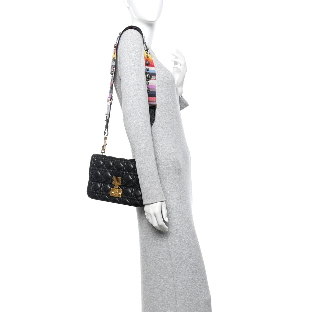 Lambskin Cannage Large Dioraddict Flap J’Adior Strap Black wholesalehk.shop