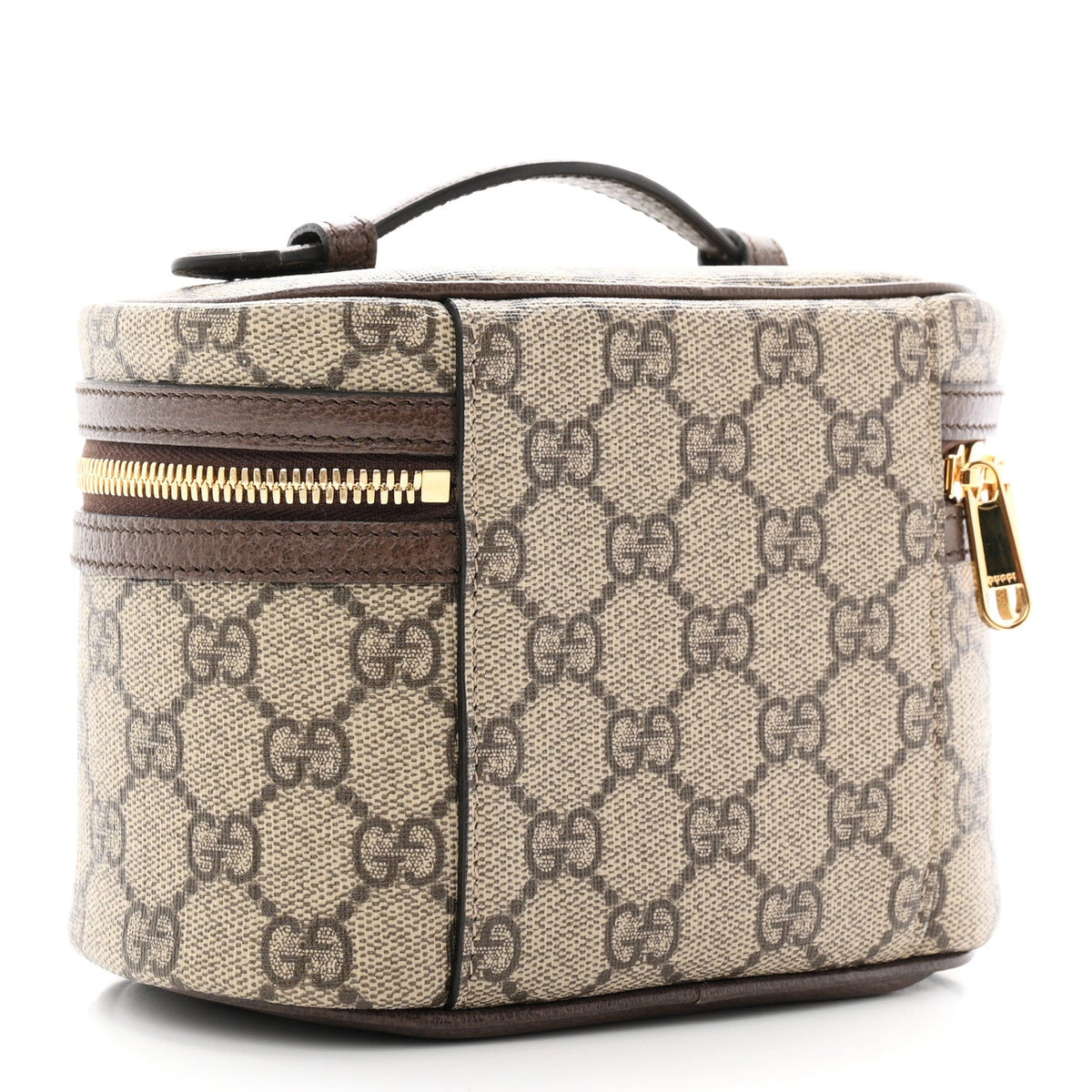 GG Supreme Monogram Textured Calfskin Web Ophidia Vanity Cosmetic Case Beige Ebony New Acero wholesalehk.shop