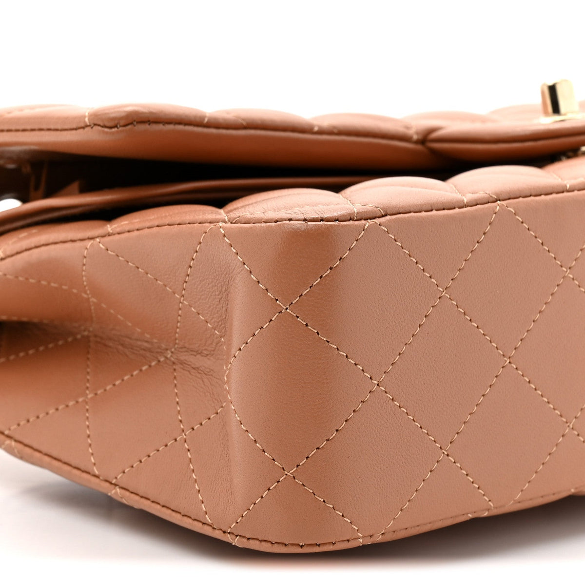 Lambskin Quilted Medium Double Flap Brown wholesalehk.shop