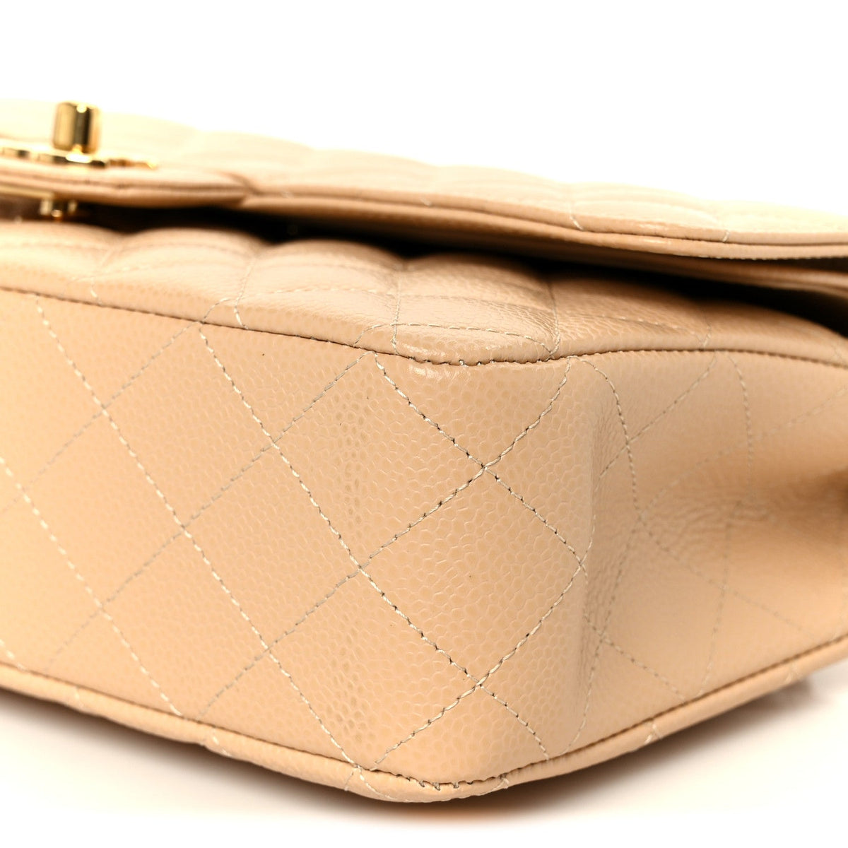 Caviar Quilted Medium Double Flap Beige wholesalehk.shop