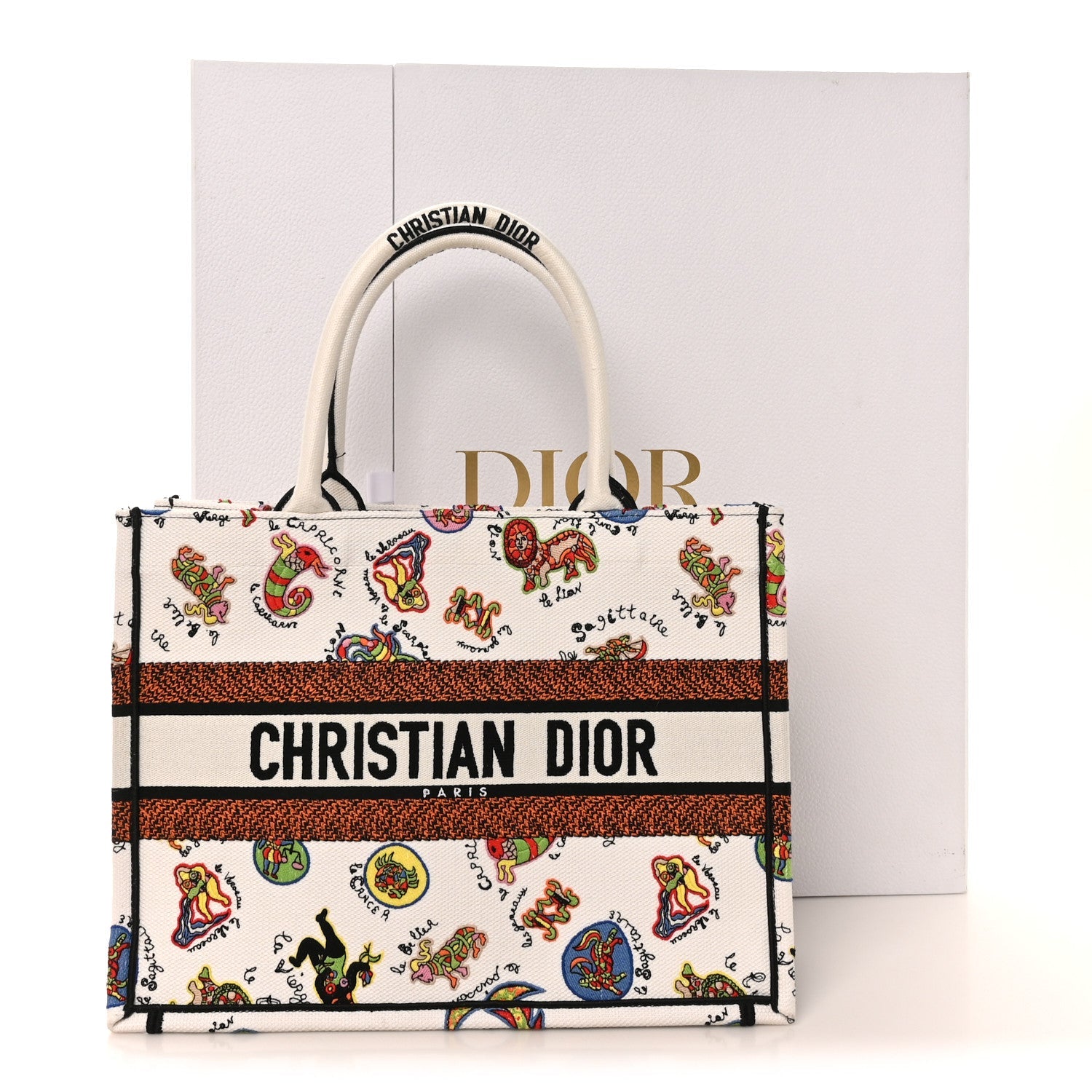 Canvas Embroidered Dragon Zodiac Medium Book Tote White Multicolor £¨ Direct shipment via from wholesalehk.shop