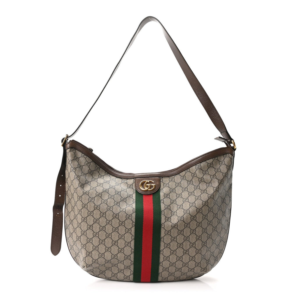 GG Supreme Monogram Web Ophidia Half Moon Hobo Brown wholesalehk.shop