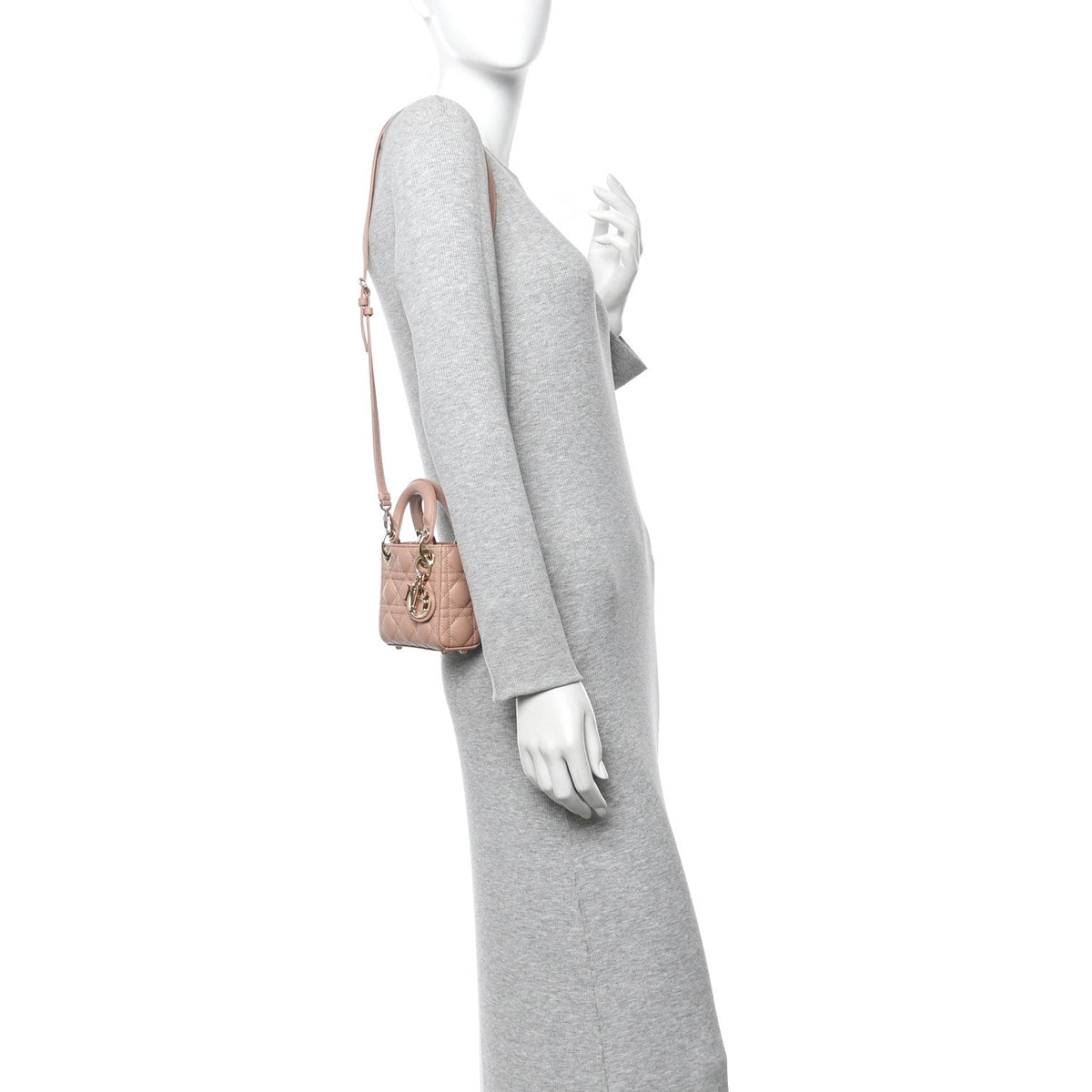 Lambskin Cannage Micro Lady Dior Rose Des Vents wholesalehk.shop