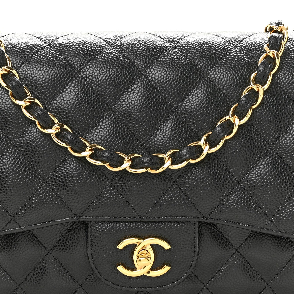 Caviar Quilted Jumbo Double Flap Black wholesalehk.shop