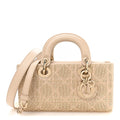 Lambskin Cannage Beaded Embroidered Micro Lady D-Joy Beige wholesalehk.shop
