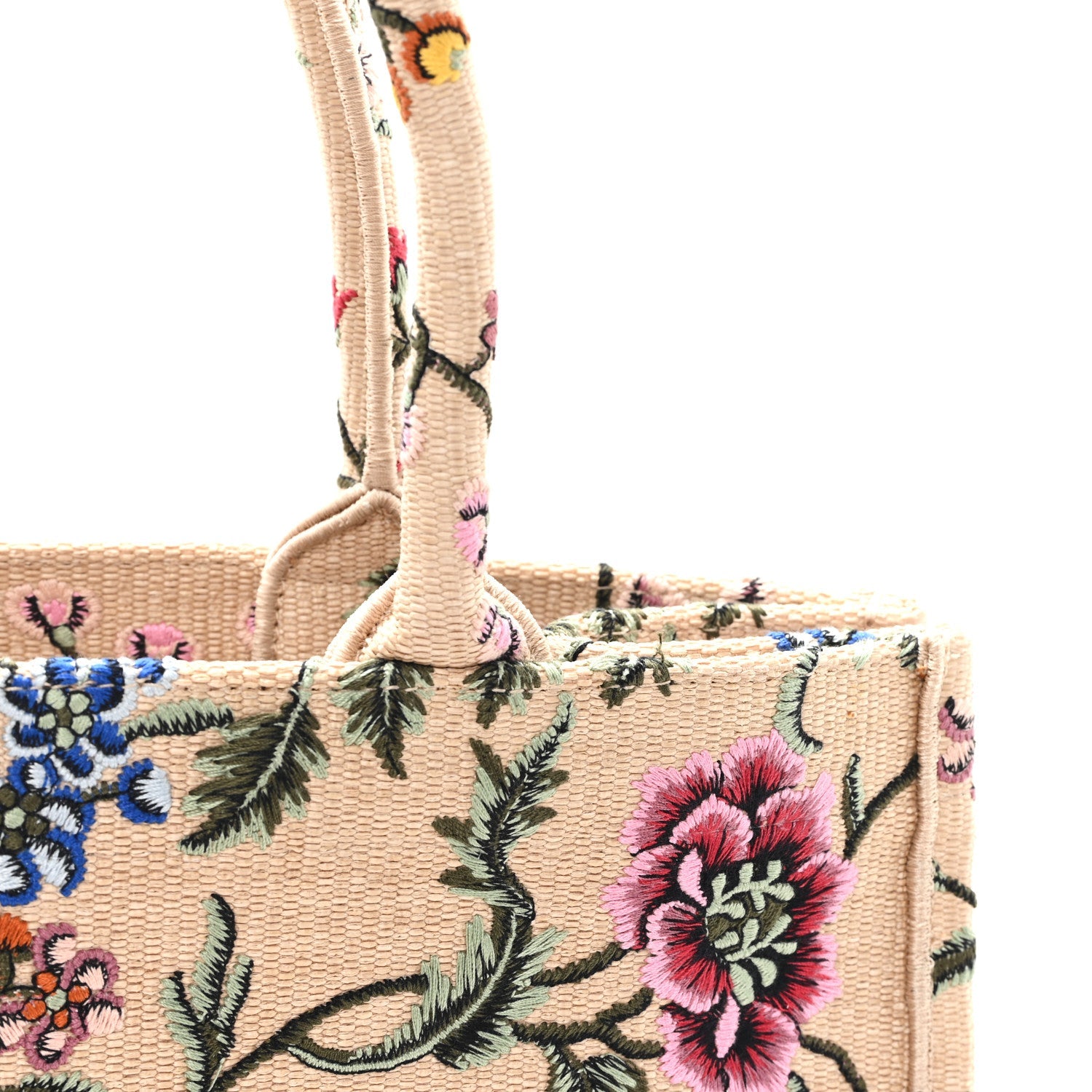 Raffia Embroidered Petites Fleurs Medium Book Tote Natural £¨ Direct shipment via from wholesalehk.shop