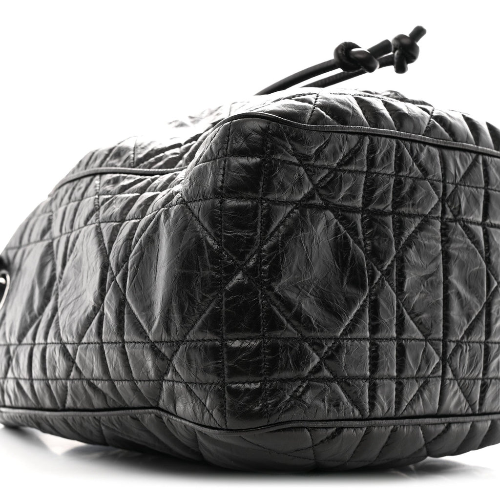 Crinkled Calfskin Macrocannage Medium D-Motion Bag Black wholesalehk.shop