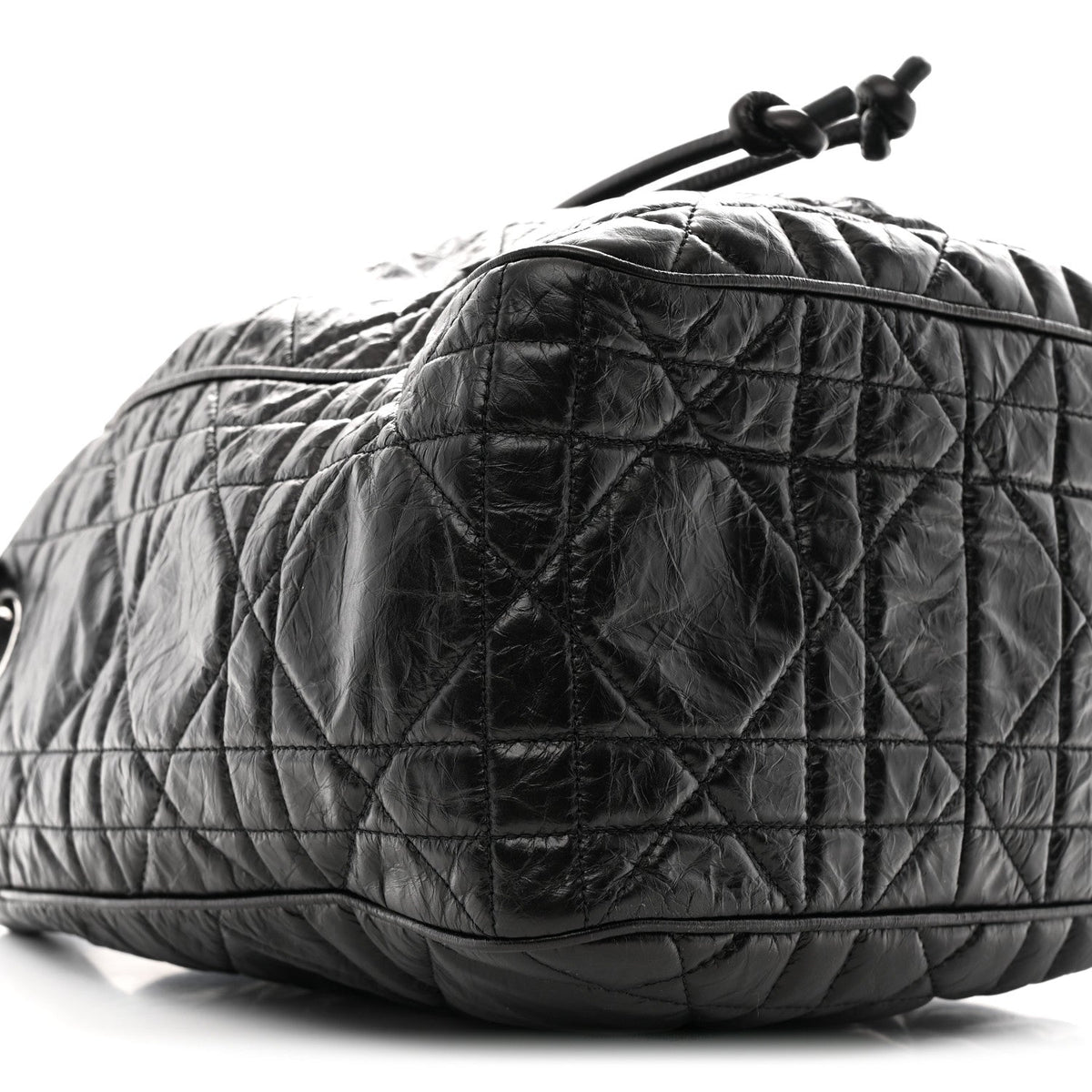 Crinkled Calfskin Macrocannage Medium D-Motion Bag Black wholesalehk.shop