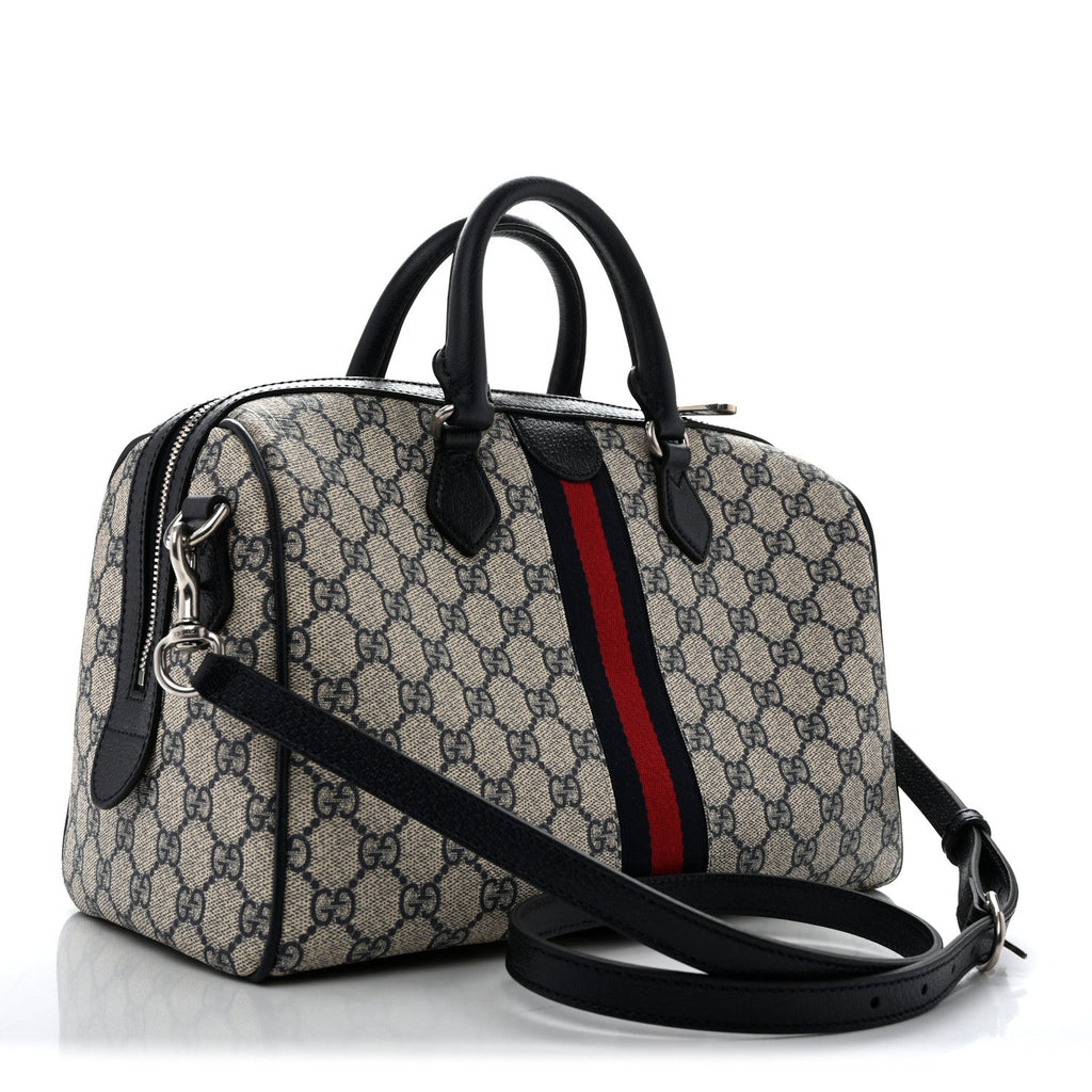 GG Supreme Monogram Web Medium Ophidia Top Handle Bag Beige Blue wholesalehk.shop