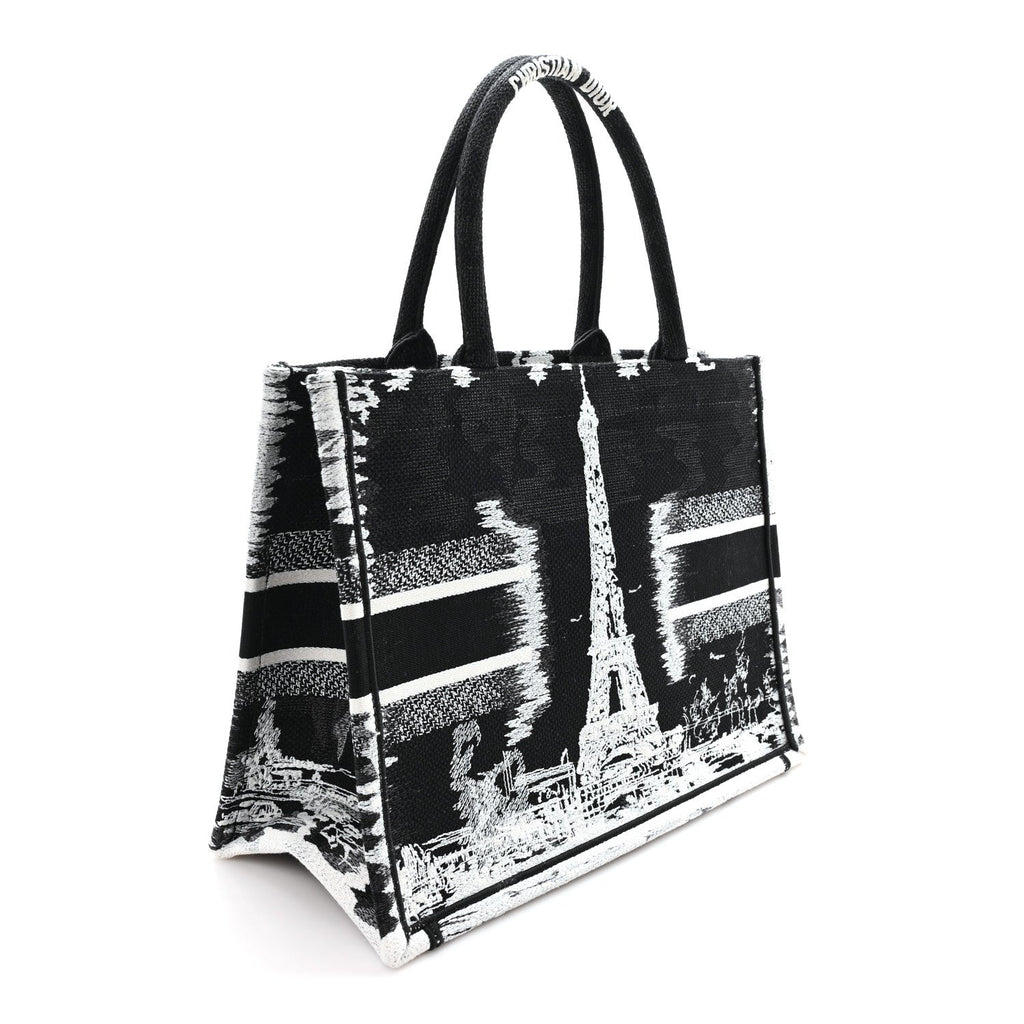 Canvas Embroidered Medium Paris Book Tote Black White £¨ Direct shipment via from wholesalehk.shop