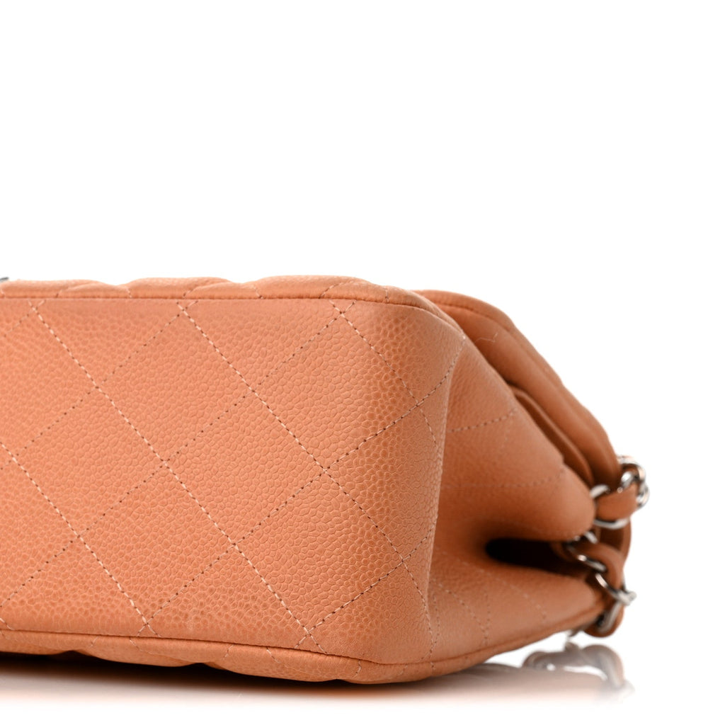 Iridescent Caviar Quilted Jumbo Double Flap Dark Beige wholesalehk.shop