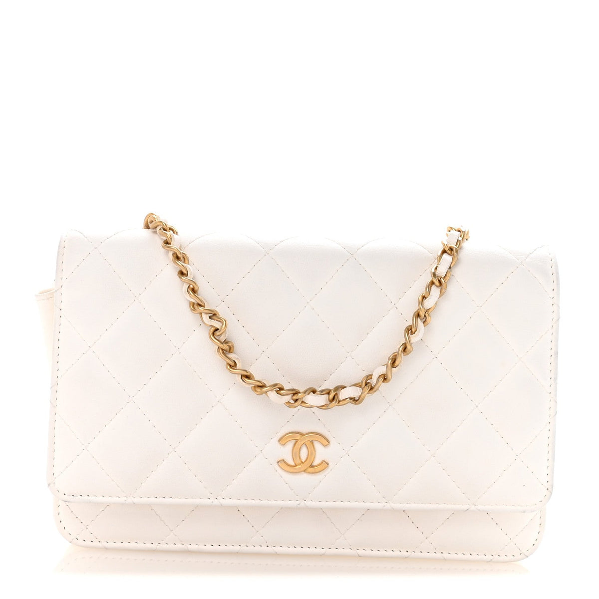Lambskin Quilted Romance Wallet On Chain WOC White wholesalehk.shop