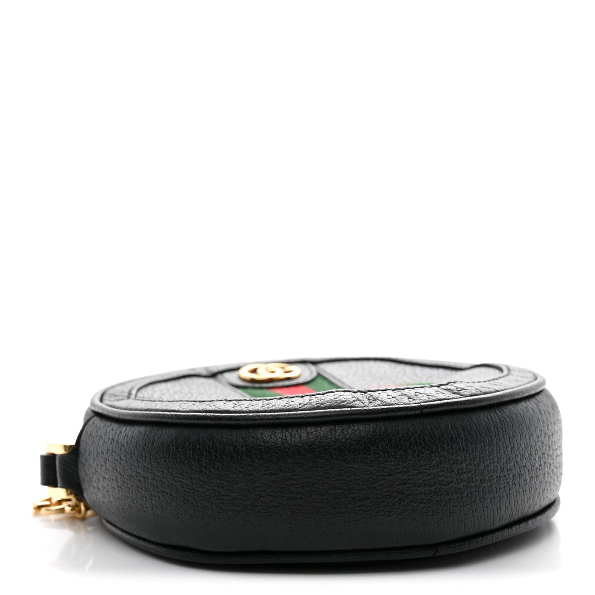 Textured Calfskin Web Ophidia Round Wrist Wallet  Black wholesalehk.shop