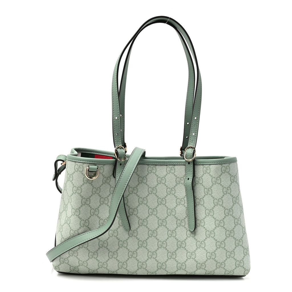 GG Supreme Monogram Emblem Medium Tote Bag Sage Green wholesalehk.shop